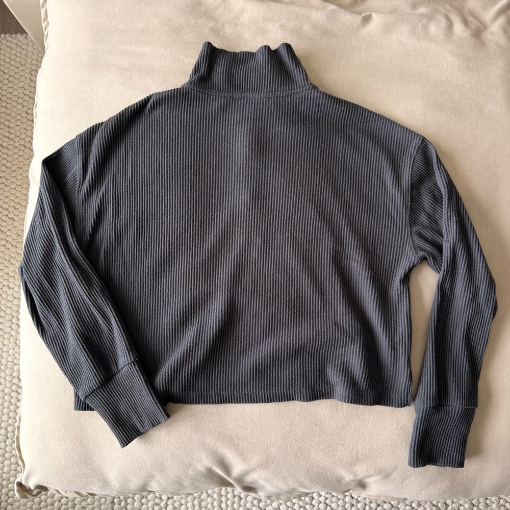 Abercrombie & Fitch Navy Ribbed Half-Zip Pullover - Picture 2 of 3